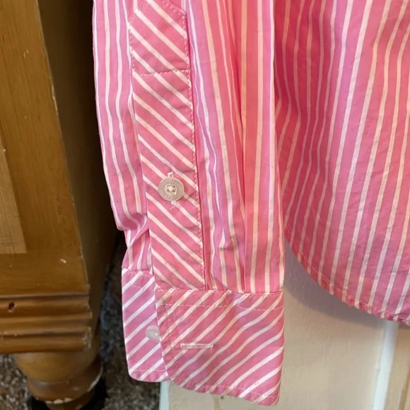 2/$15 3/$20🌹 LILLY PULITZER Button Down Shirt Long Sleeve Stripe Pink-White Sz 2 - Picture 6 of 7